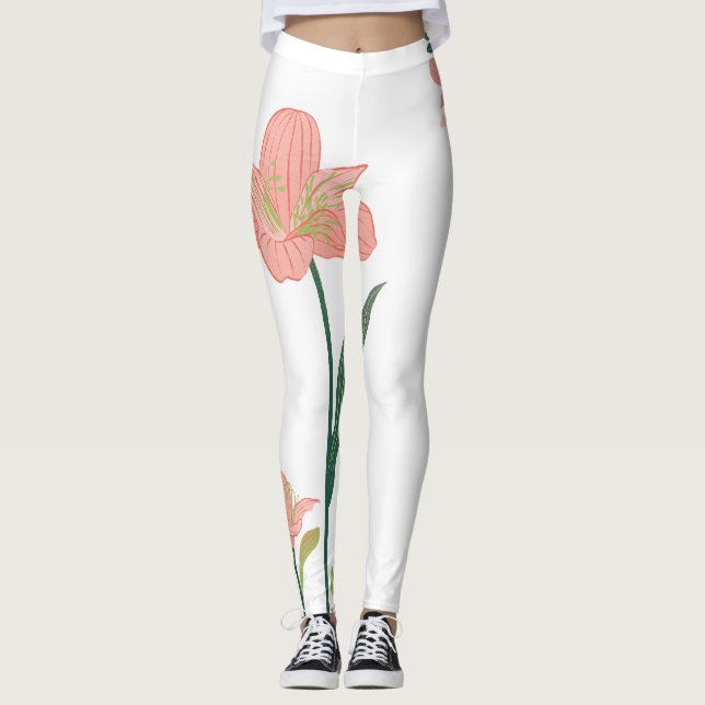 Leggings fleurs femme athlètes  (Devant)