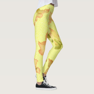 Leggings Fleurs florales jaunes stylisées