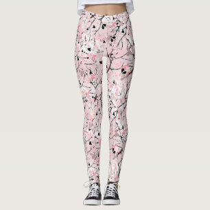 Leggings Fleurs florales pastel pastel rose feuilles à