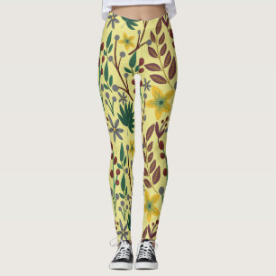 Leggings Fleurs florales sans coutures motifs, feuilles, br