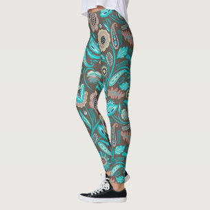 Leggings Fleurs folk exotiques colorées motif