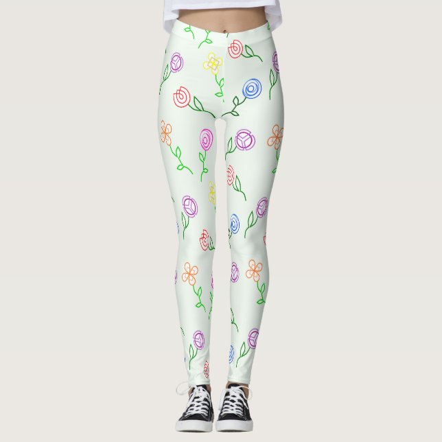 Leggings Fleurs géométriques (Devant)