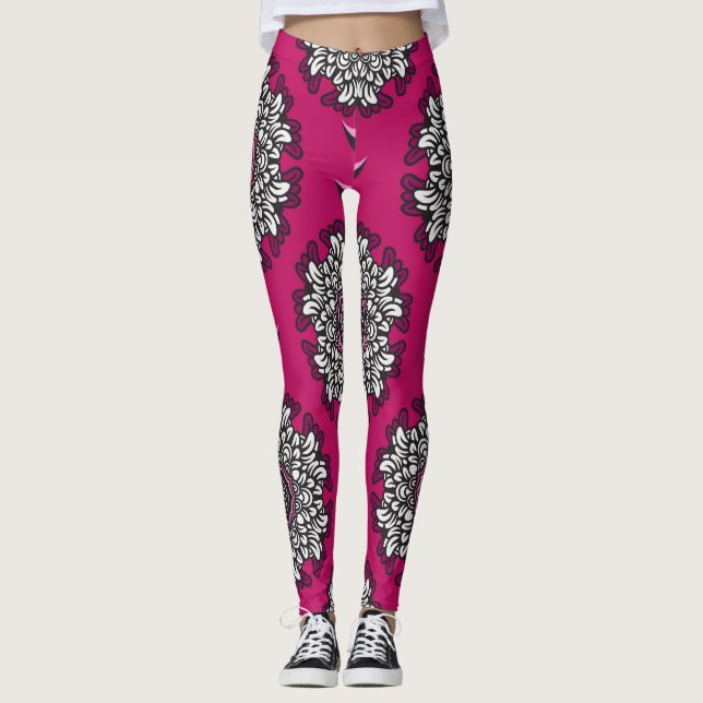 Leggings Fleurs Graphiques Florales rose sans joint (Devant)
