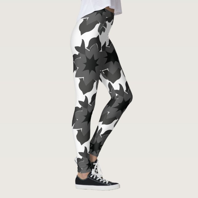 Leggings Fleurs Gris Noir Floral (Droite)