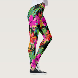 Leggings Fleurs hawaïennes Votre couleur Arrière - plan