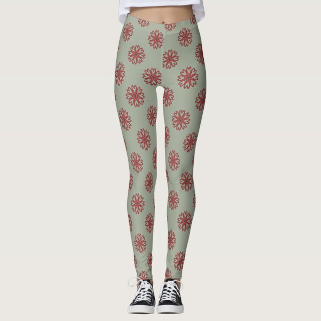 Leggings Fleurs hippies de coeur de Boho (Devant)