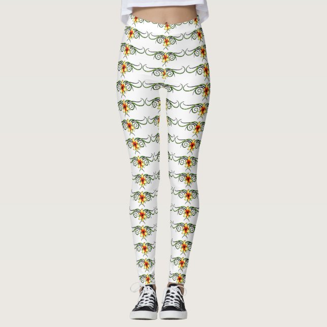 Leggings fleurs jaunes (Devant)