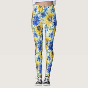 Leggings Fleurs jaunes bleues