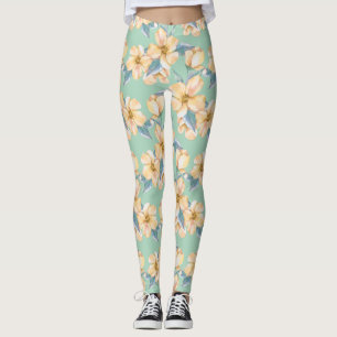 Leggings Fleurs jaunes. Jardin d'aquarelle 1