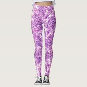 Leggings Fleurs lilas rose aquarelle