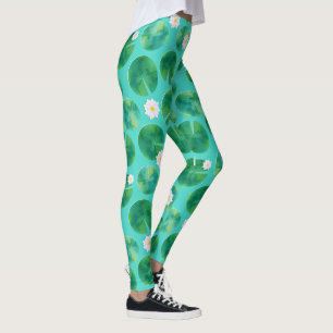 Leggings Fleurs Lys d'Eau Blanche & Motif Lily Pad
