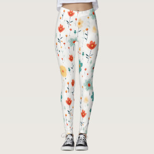 Leggings Fleurs mignonnes colorées Motif