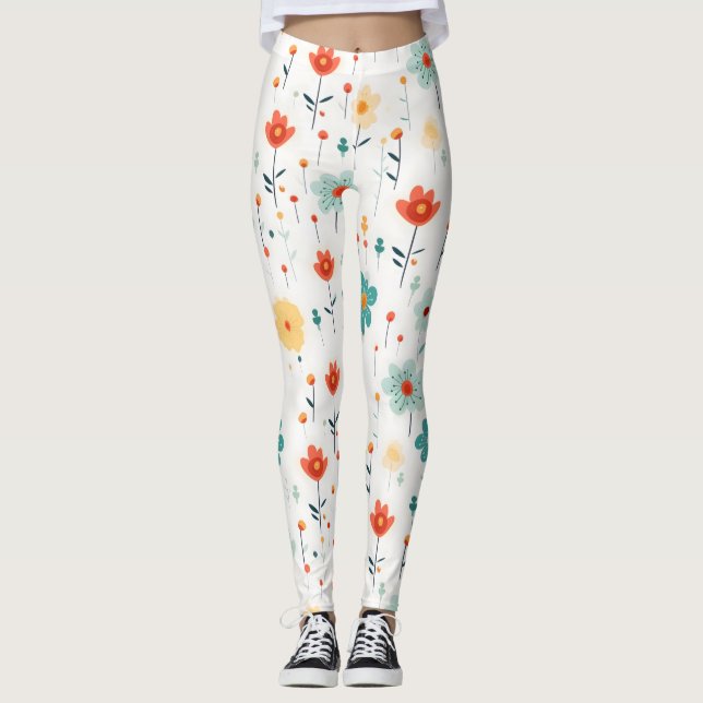 Leggings Fleurs mignonnes colorées Motif (Devant)