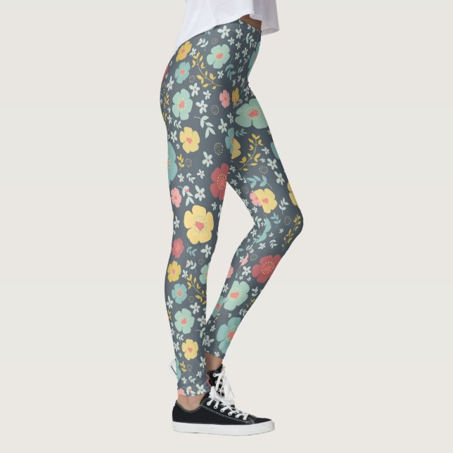 Leggings Fleurs mignonnes Motif coloré sans couture (Droite)