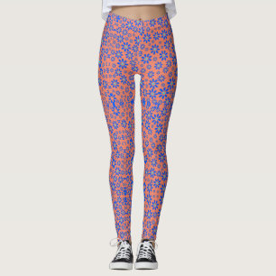 Leggings Fleurs minuscules Motif.Bleu 01.b Orange BG Leggin
