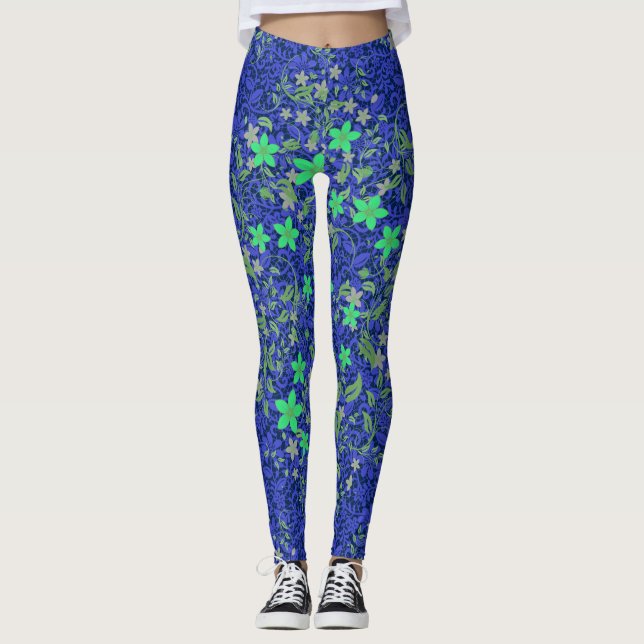 Leggings Fleurs motif 08.b Dblue BG (Devant)