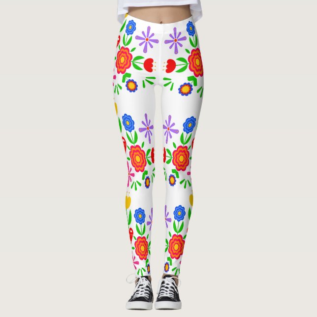 Leggings Fleurs motifs folkloriques (Devant)