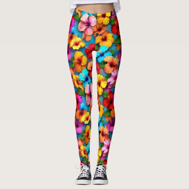 Leggings Fleurs multicolores florales Motif-36355 (Devant)