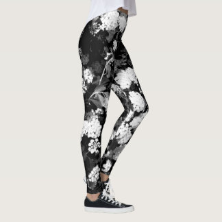 Leggings Fleurs - noires et blanches