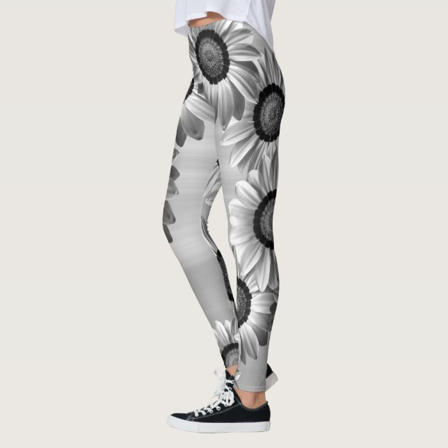 Leggings Fleurs noires et blanches (Gauche)