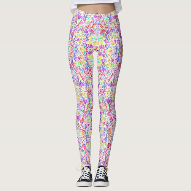 Leggings Fleurs pastel abstraites (Devant)