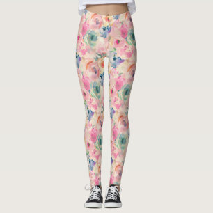 Leggings Fleurs Pastel Abstraites colorées Motif Floral