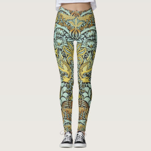 Leggings FLEURS, PEACOCKS, DRAGONS Jaune BLack Blanc