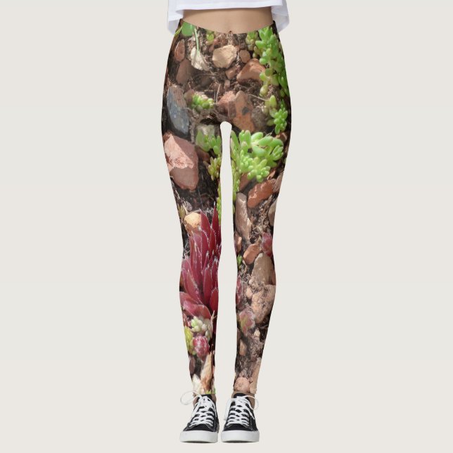 Leggings fleurs plantes naturelles succulents cactus (Devant)
