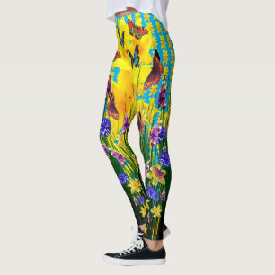 Leggings Fleurs printanières à papillon aromatiques