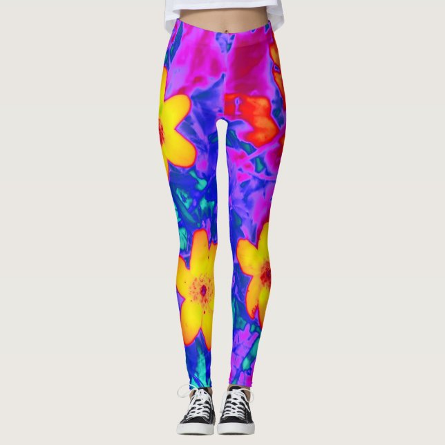 Leggings fleurs psychédéliques 4 (Devant)