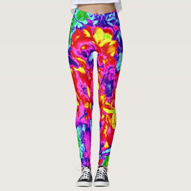 Leggings fleurs psychédéliques 5 (Devant)