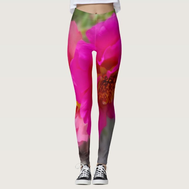 Leggings Fleurs roses au soleil (Devant)