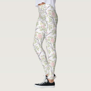 Leggings Fleurs roses blush chic romantique