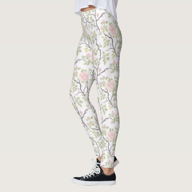 Leggings Fleurs roses blush chic romantique (Gauche)