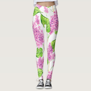 Leggings Fleurs roses de lilas d'aquarelle