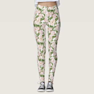 Leggings Fleurs roses et vertes