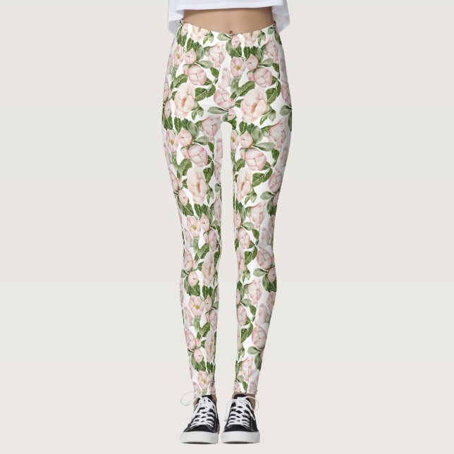 Leggings  Fleurs roses et vertes  (Devant)
