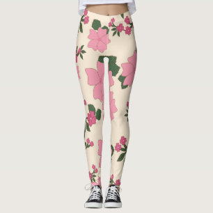 Leggings Fleurs Roses, Motif Floral, Motif De Fleurs