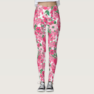 Leggings Fleurs roses peintes à la main mignonne Design bla