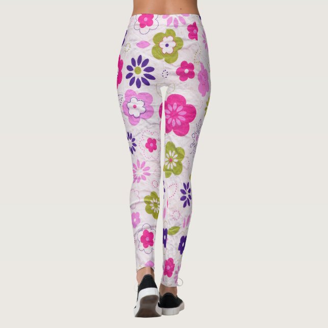 Leggings Fleurs roses rétro (Dos)