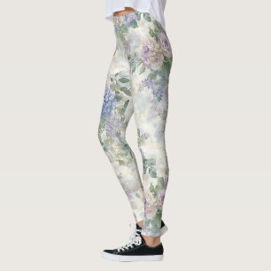 Leggings Fleurs roses violettes romantiques