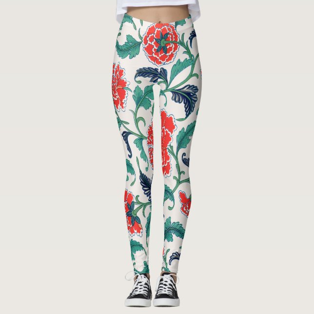 Leggings Fleurs rouges (Devant)