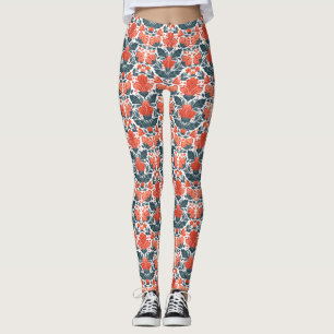 Leggings Fleurs rouges décoratives