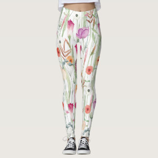Leggings Fleurs Sauvages Aquarelle Conception transparente