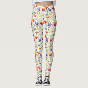 Leggings Fleurs sauvages colorés dans un champ