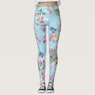 Leggings Fleurs sauvages contre un ciel bleu