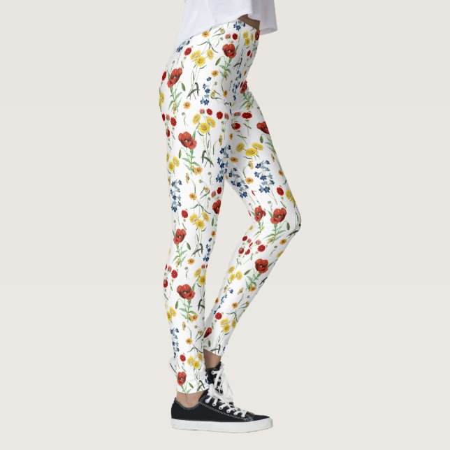 Leggings Fleurs sauvages élégants sur blanc (Droite)