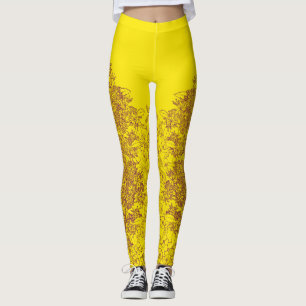 Leggings Fleurs sauvages en violet et or par Aleta