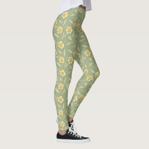 Leggings Fleurs sauvages jaunes sur pattes vertes