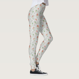 Leggings Fleurs sauvages sur En vichy d'argent